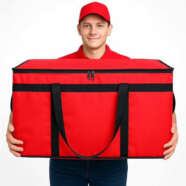 Alt view image 5 of 7 - 3 Pack Insulated Food Delivery Bags, XXXL Catering Cooler Bag Red Keeps food hot or frozen for grocery shopping, catering, pizza and rideshare delivery; great for travel and car trips