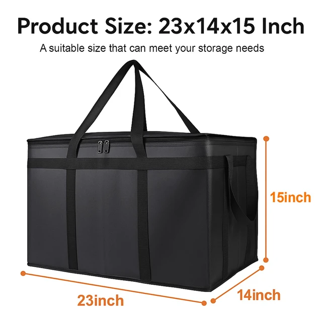 Alt view image 3 of 7 - 3 Pack Insulated Food Delivery Bags, XXXL Catering Cooler Bag Black Keeps food hot or frozen for grocery shopping, catering, pizza and rideshare delivery; great for travel and car trips