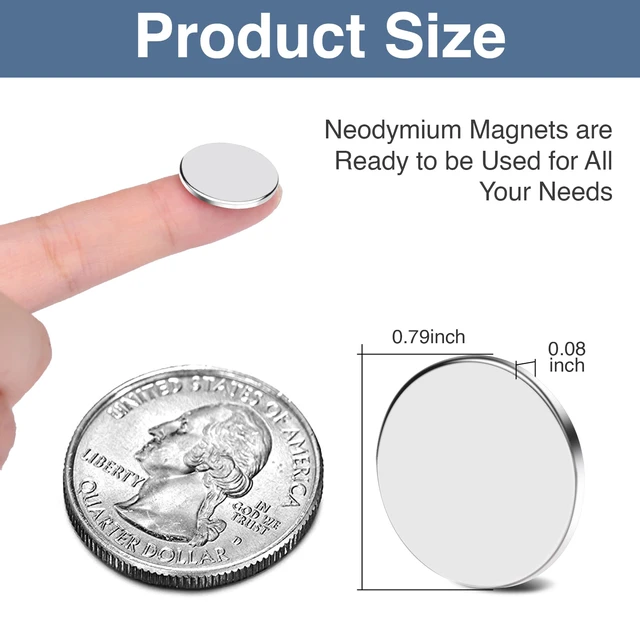 Alt view image 3 of 7 - 100Pcs Strong Rare Earth Magnets, 20x2mm Neodymium Magnet Round Fridge Magnets, Powerful for Fridge, DIY, Building, Scientific, Craft, and Office