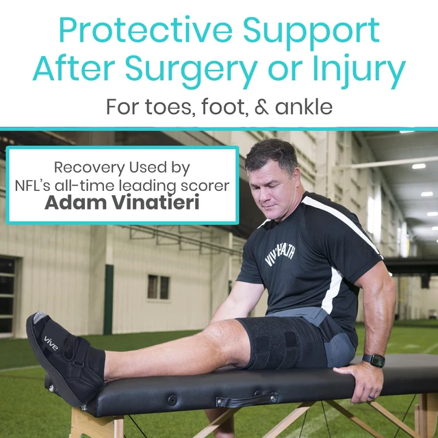Alt view image 3 of 7 - Post Op Shoe - Lightweight Medical Walking Boot with Adjustable Strap Orthopedic Recovery Cast Shoe for Post Surgery, Fractured Foot, Injured Toes, Stress Fracture, Sprains - Left or Right Foot