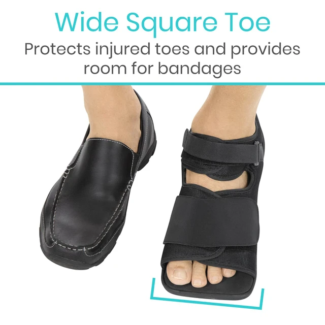 Alt view image 5 of 7 - Post Op Shoe - Lightweight Medical Walking Boot with Adjustable Strap Orthopedic Recovery Cast Shoe for Post Surgery, Fractured Foot, Injured Toes, Stress Fracture, Sprains - Left or Right Foot