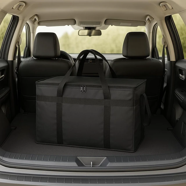 Alt view image 6 of 7 - 3 Pack Insulated Food Delivery Bags, XXXL Catering Cooler Bag Black Keeps food hot or frozen for grocery shopping, catering, pizza and rideshare delivery; great for travel and car trips