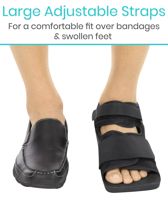 Alt view image 7 of 7 - Post Op Shoe - Lightweight Medical Walking Boot with Adjustable Strap Orthopedic Recovery Cast Shoe for Post Surgery, Fractured Foot, Injured Toes, Stress Fracture, Sprains - Left or Right Foot