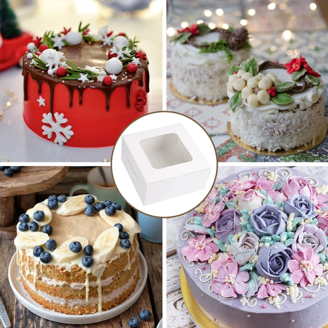 Alt view image 3 of 7 - 40pcs Cake Boxes, 10x10x5 Inch White Bakery Boxes with Window for Valentine's Day, Mother's Day, Pastries, Cookies, Pie, Cupcakes