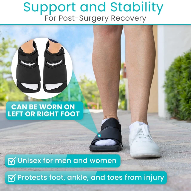 Alt view image 7 of 7 - Post Op Shoe - Lightweight Medical Walking Boot with Adjustable Strap Orthopedic Recovery Cast Shoe for Post Surgery, Fractured Foot, Injured Toes, Stress Fracture, Sprains - Left or Right Foot