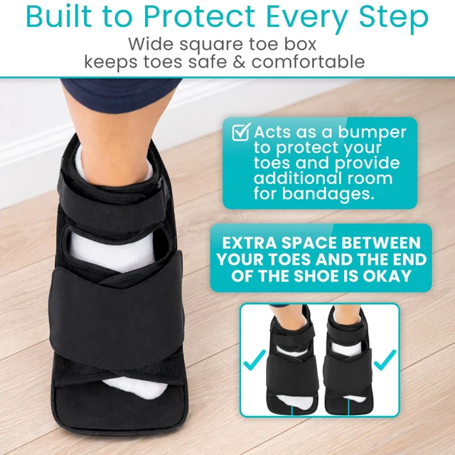 Alt view image 6 of 7 - Post Op Shoe - Lightweight Medical Walking Boot with Adjustable Strap Orthopedic Recovery Cast Shoe for Post Surgery, Fractured Foot, Injured Toes, Stress Fracture, Sprains - Left or Right Foot