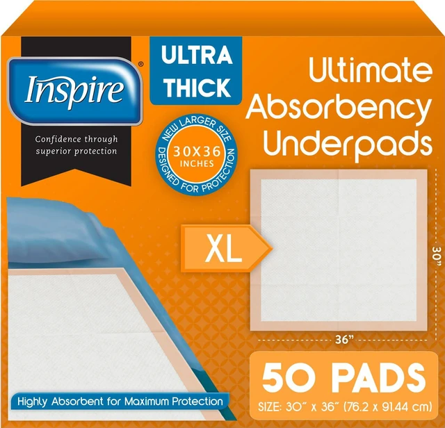 Main image of XL Super Absorbent Bed Pads for Chronic Incontinence 30 x 36 Ultra Thick 100 Grams | Bed Pads Disposable Adult Elderly Care | Chucks Disposable Underpads for Incontinence (50 Count)