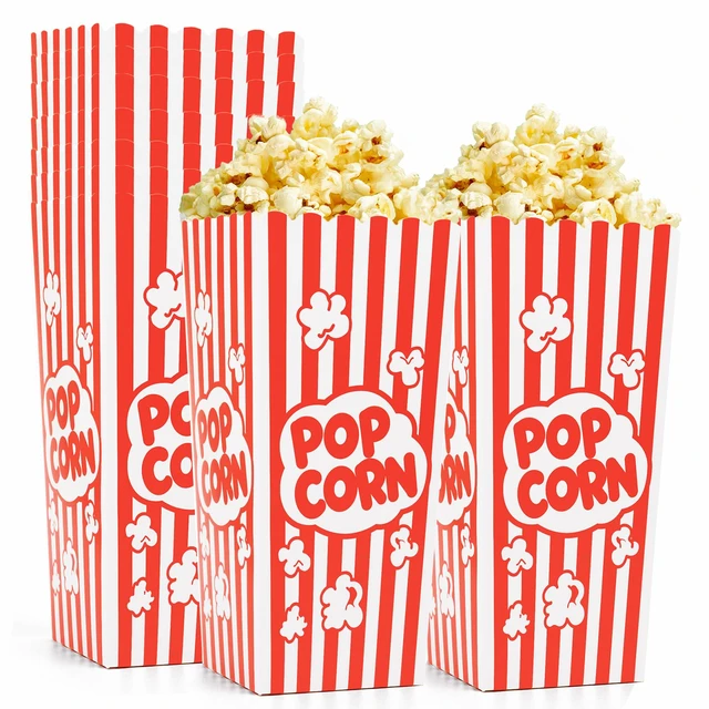 Main image of 125 Pcs Popcorn Boxes for Party, Paper Popcorn Containers Buckets 7.9" Tall and 3.6" Square, Large Capacity Popcorn Box, For Pop Corn Machine, Movie Night, Cinema, Carnival, Concessions