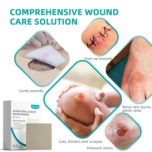 Alt view image 2 of 7 - Upgrade Silver Calcium Alginate Wound Dressing -Silver-Infused Wound Care Non Stick Gauze for Wounds Care, Highly Absorbent Sterile Bandage Pads with Ag, 2'' x 2'' Patches 12 Packs Individual