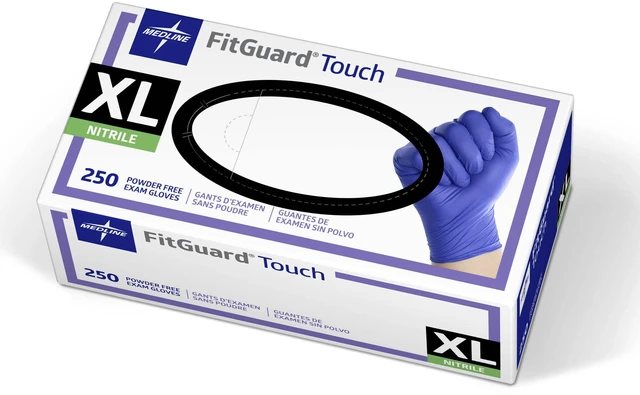 Main image of FitGuard Touch Nitrile Exam Gloves, 250 Count,X-Large, Powder Free,Disposable, Not Made with Natural Rubber Latex, Excellent Sense of Touch for Medical Tasks, Durable for Household Chores