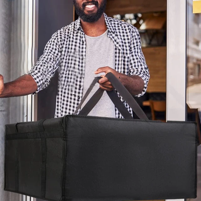Alt view image 3 of 6 - 24'x24'x14' Pizza Carrier Insulated Bags Large for Deliveries, Insulated Pizza Carrier Delivery Bag Food Bag for Personal and Professional Use, Black 4, 24W x 24D x 14H