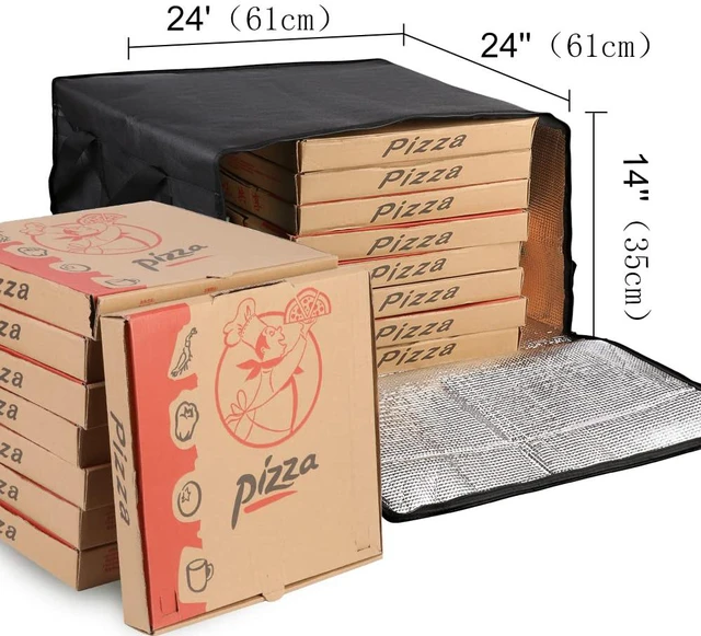 Alt view image 5 of 6 - 24'x24'x14' Pizza Carrier Insulated Bags Large for Deliveries, Insulated Pizza Carrier Delivery Bag Food Bag for Personal and Professional Use, Black 4, 24W x 24D x 14H