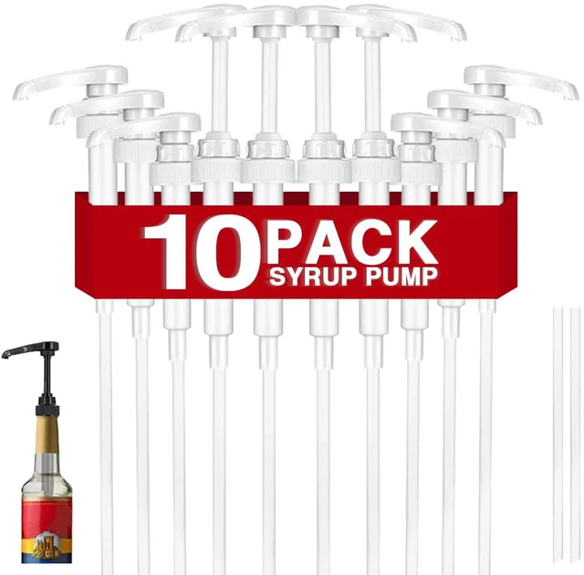 Main image of 10 Pcs White Coffee Syrup Pump Compatible with 25.4Oz/750ml Bottles Syrup Dispenser Pumps, Great for Home & Coffee Bar, Drinking Mixes, Tea, Beverage, Cocktails, Flavoring Syrup Bottles