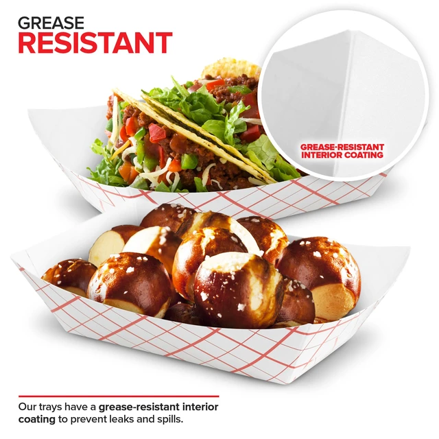Alt view image 5 of 7 - Small Paper Food Boats (250 Pack) 1 lb Disposable Red & White Checkered Paper Trays, Eco-Friendly Serving Boats for Concession Food, Condiments & Nachos, 4.25" x 2.2"