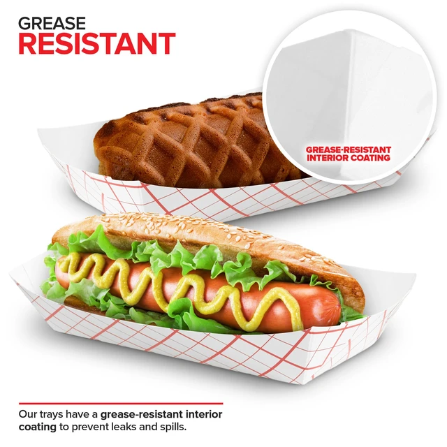 Alt view image 5 of 7 - Medium Paper Food Boats (100 Pack) 2 lb Disposable Red & White Checkered Trays, Eco-Friendly Serving Boats for Concessions, Nachos & Condiments (4.5" x 2.75")
