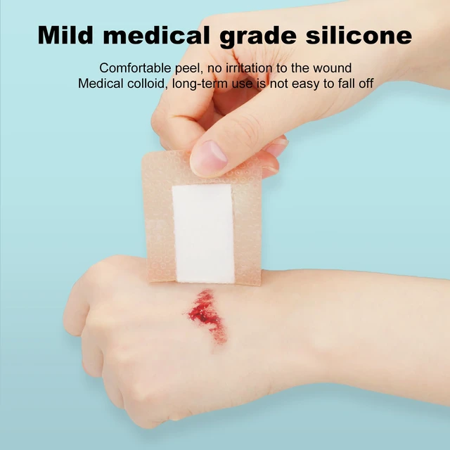 Alt view image 3 of 7 - 30 Pcs Silicone Foam Dressing 2x4 Gentle Border, Super Absorbent Wound Dressing, Bed Sore Patches, Waterproof Silicone Bandages for Wounds Care, Self Adhesive Pressure Sore Pads