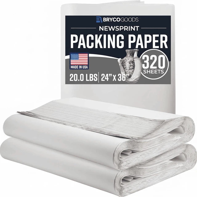 Main image of 24" x 36" Newsprint Packing Paper Sheets for Moving | 320 Sheets | 20lb | Made in USA | Newspaper Paper | Must Have in Your Shipping Supplies