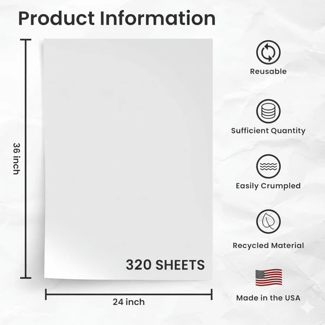 Alt view image 2 of 7 - 24" x 36" Newsprint Packing Paper Sheets for Moving | 320 Sheets | 20lb | Made in USA | Newspaper Paper | Must Have in Your Shipping Supplies