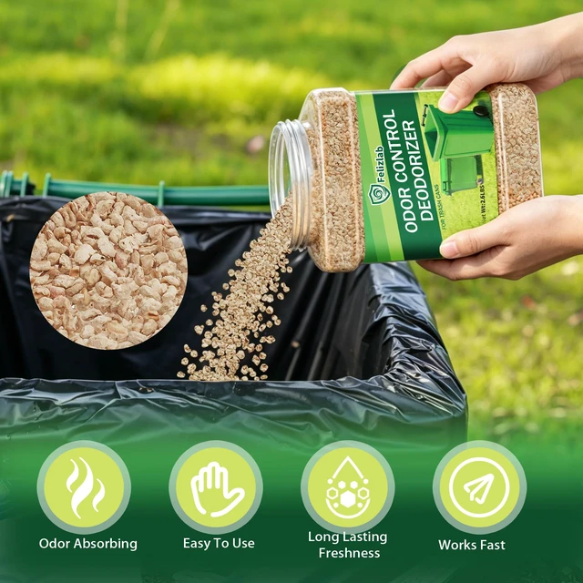 Alt view image 3 of 7 - Outdoor Trash Can Deodorizer 2.6 lbs, Industrial Strength Garbage Odor Eliminator & Moisture Absorber for Trash Cans, Outdoor Waste Bins & Recycling Containers, Heavy Duty Long Lasting Odor Control