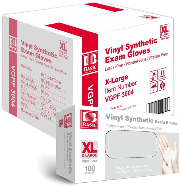 Main image of Medical Clear Vinyl Exam Gloves - Latex-Free & Powder-Free - VGPF-3004 (Case of 1,000), Xtra Large