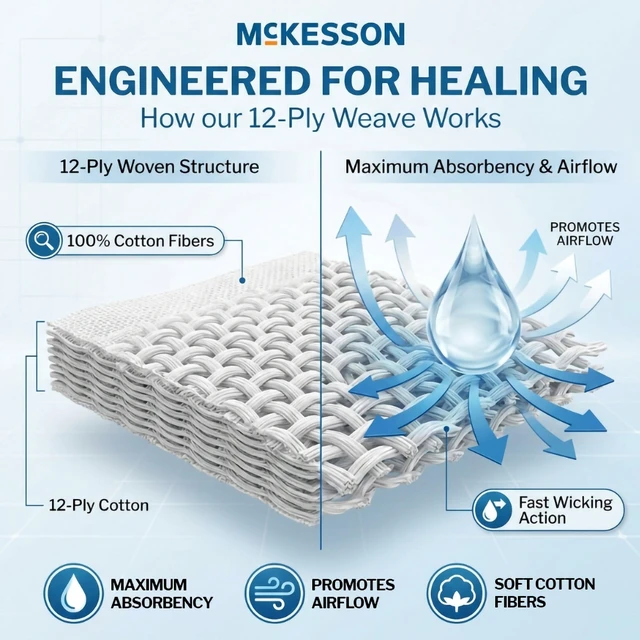 Alt view image 4 of 7 - Woven Gauze Sponges, Non-Sterile, Cotton, 4 x 4 in 100% Cotton