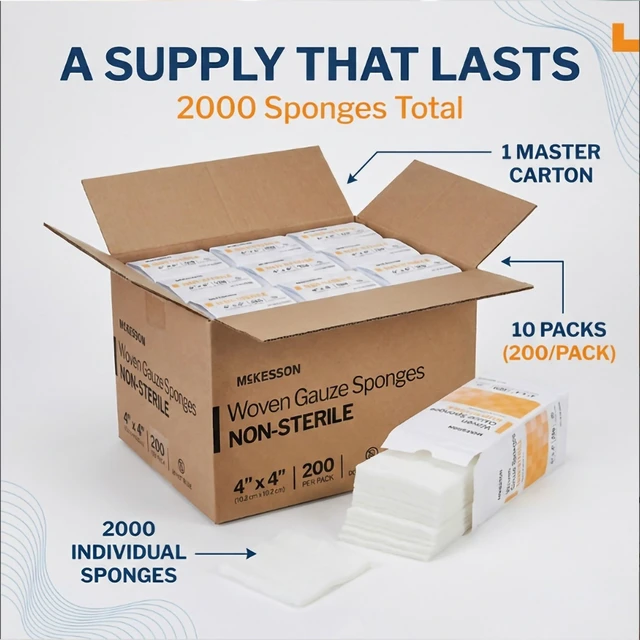 Alt view image 3 of 7 - Woven Gauze Sponges, Non-Sterile, Cotton, 4 x 4 in 100% Cotton
