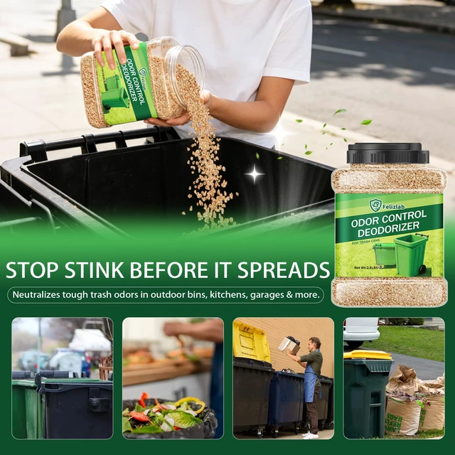 Alt view image 5 of 7 - Outdoor Trash Can Deodorizer 2.6 lbs, Industrial Strength Garbage Odor Eliminator & Moisture Absorber for Trash Cans, Outdoor Waste Bins & Recycling Containers, Heavy Duty Long Lasting Odor Control