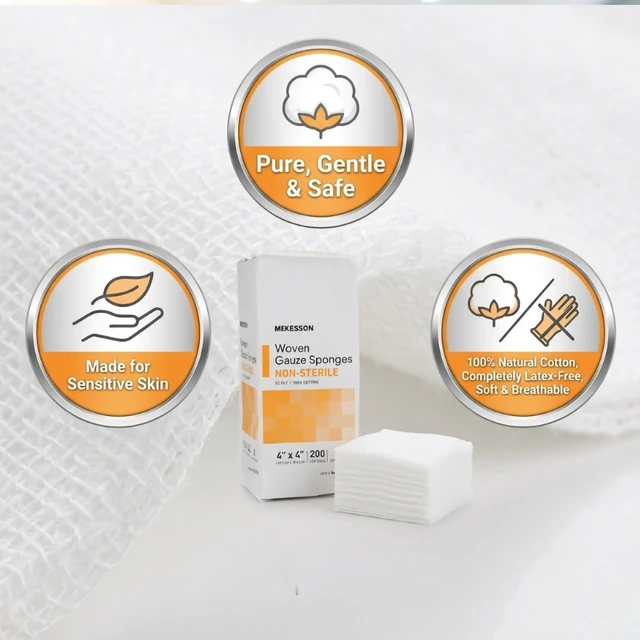Alt view image 6 of 7 - Woven Gauze Sponges, Non-Sterile, Cotton, 4 x 4 in 100% Cotton