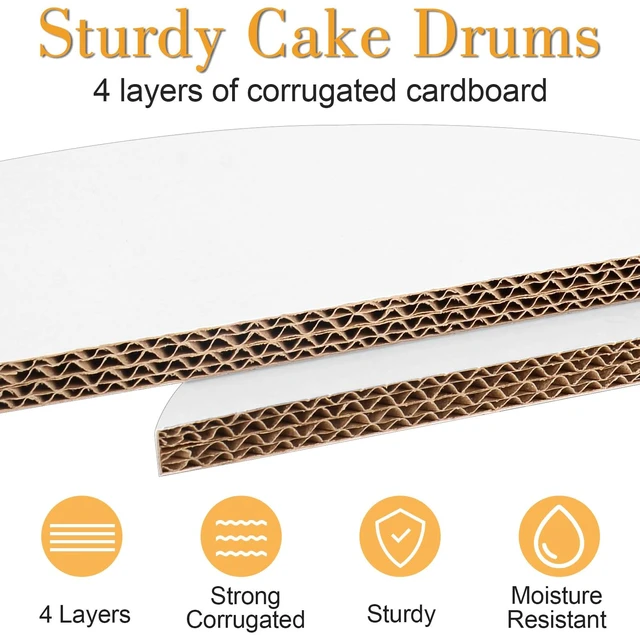 Alt view image 4 of 7 - 12 PCS Cake Drums 8 Inch, 8inch Drum, Cake Boards 8 Inch Round, 1/2" Thick Cardboard, Sturdy Circle, Base para Pastel Cardboard Base White Cake Boards for Wedding