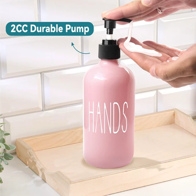 Alt view image 6 of 7 - Glass Soap Dispenser Set 2 Pack,16 Oz Dish Soap Dispenser for Kitchen Sink,Pink Kitchen Accessories and Kitchen Decor,Pink Decorations and Kitchen Utensils for Kitchen