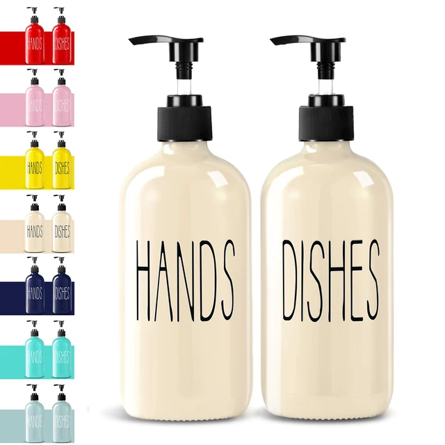 Main image of Glass Soap Dispenser Set 2 Pack,16 Oz Dish Soap Dispenser for Kitchen Sink,Beige Kitchen Accessories and Kitchen Decor,Beige Decorations and Kitchen Utensils for Kitchen