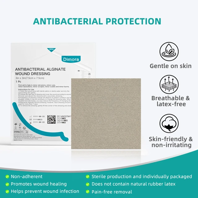 Alt view image 4 of 7 - Upgrade Silver Calcium Alginate Wound Dressing -Silver-Infused Wound Care Non Stick Gauze for Wounds Care, Highly Absorbent Sterile Bandage Pads with Ag, 2'' x 2'' Patches 12 Packs Individual