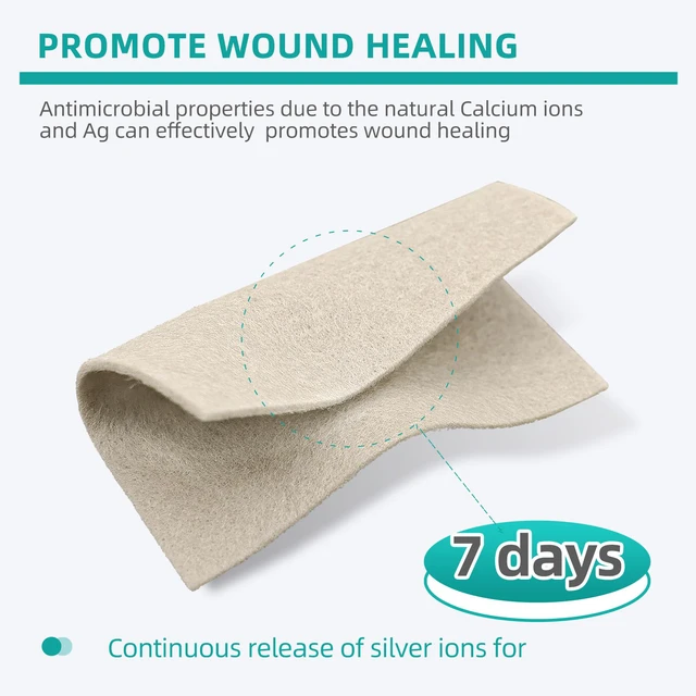 Alt view image 6 of 7 - Upgrade Silver Calcium Alginate Wound Dressing -Silver-Infused Wound Care Non Stick Gauze for Wounds Care, Highly Absorbent Sterile Bandage Pads with Ag, 2'' x 2'' Patches 12 Packs Individual