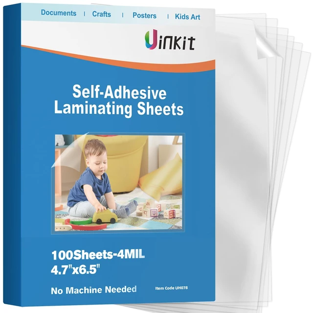Main image of 4Mil Self-Adhesive Laminating Sheets, 4.3 x 6.3 Inches 100 Pack for 4x6 Photos, Recipe Cards & Polaroids, Heat-Free, Acid-Free, No Machine Needed, The Keepsake Format