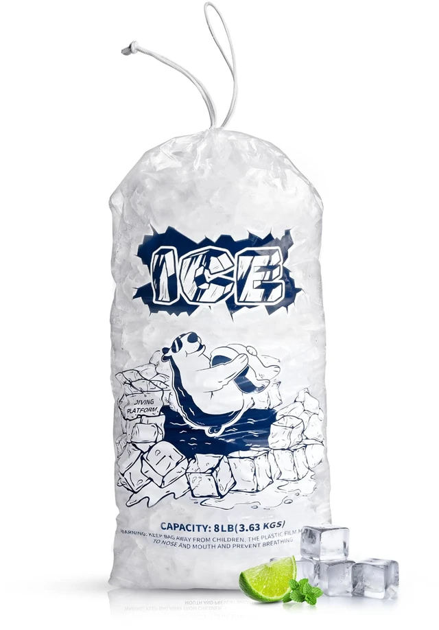 Main image of 50Pcs 8 lb Drawstring Ice Bags for Ice Storage, Reusable Food-Graded Plastic Ice Bags for Ice Machine, Bags of Ice for Outdoors, Fishing, Picnics to Transfer Ice