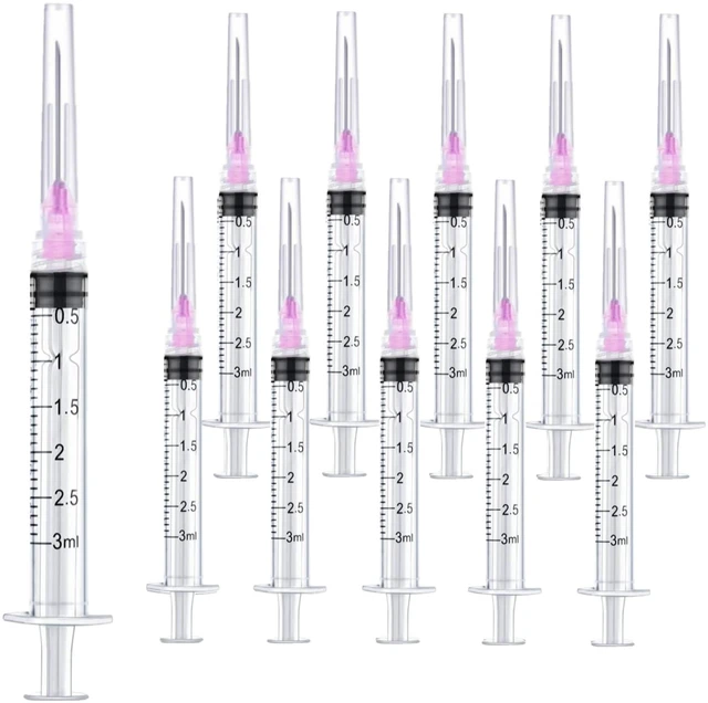 Main image of 100 Pack 3ml Lab Sample Syringe with 18Gauge 1.5 Inch Liquid Measuring Refilling Tool, Individual Package