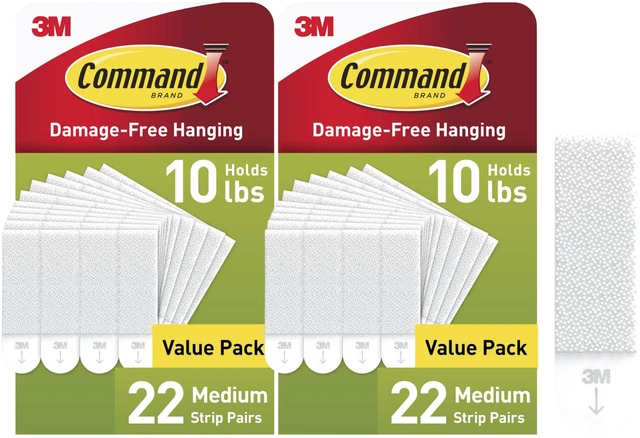 Main image of Command Medium Picture Hanging Strips, 44 Pairs, Damage-Free Picture Hangers, Holds 10 lb with 4 Pairs, White