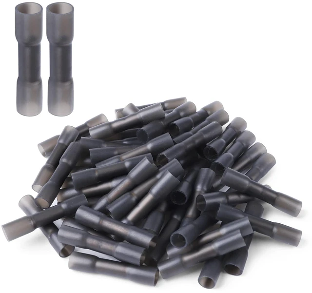 Main image of 250PCS Black Heat Shrink Butt Wire Connectors 14-12 AWG, Insulated Waterproof Electrical Wire Connectors Automotive Marine Grade Wire Crimp Terminals Butt Splices, Ideal for Boat, Truck