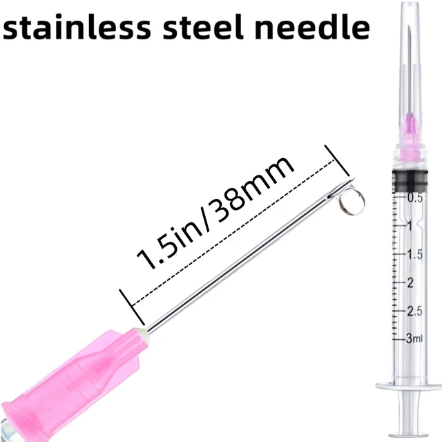 Alt view image 2 of 6 - 100 Pack 3ml Lab Sample Syringe with 18Gauge 1.5 Inch Liquid Measuring Refilling Tool, Individual Package