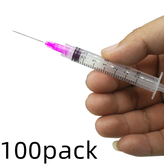 Alt view image 3 of 6 - 100 Pack 3ml Lab Sample Syringe with 18Gauge 1.5 Inch Liquid Measuring Refilling Tool, Individual Package