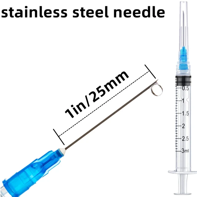 Alt view image 3 of 6 - 100 Pack 3ml 23Ga Plastic Syringe with Measurement for Scientific Labs, Industrial Dispensing Animal and Pet Supplies, Disposable Individually Wrapped (100, 3ml-23Ga)