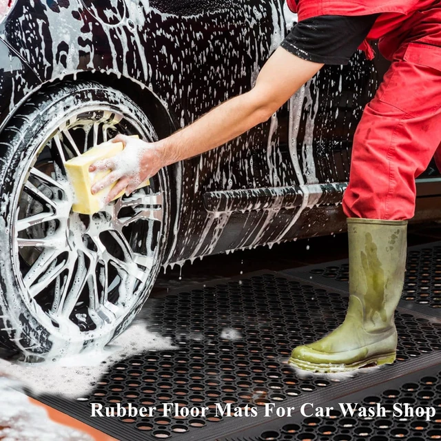 Alt view image 6 of 7 - Rubber Floor Door Mats Outdoor Entrance Commercial Restaurant Kitchen Anti Fatigue Rubber Drainage Mat New Non Slip Bar Floor Mat for Garage Use Black 36inch x 60inch from SallyMall