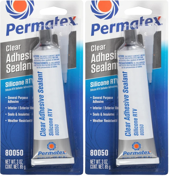 Main image of 80050 Clear RTV Silicone Adhesive Sealant, 3 oz (Pack of 2)