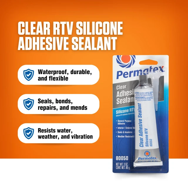 Alt view image 3 of 7 - 80050 Clear RTV Silicone Adhesive Sealant, 3 oz (Pack of 2)