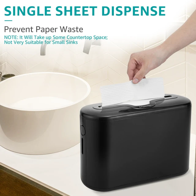 Alt view image 6 of 7 - Multifold Paper Towel Dispenser Countertop, Black Non-Slip ABS Base, Fits Trifold, C-Fold and Z-Fold Towels, For Bathrooms, Kitchens and Commercial Use