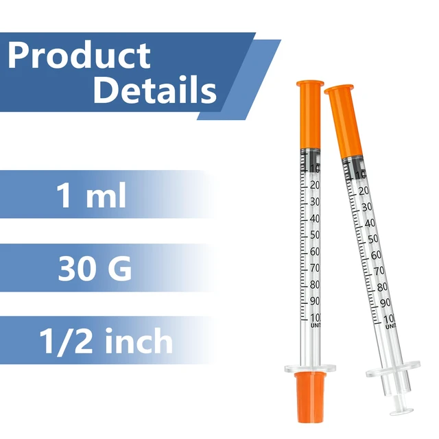 Alt view image 5 of 6 - jeringas 1ml 30G 1/2" (12.7mm), Individually Wrapped, Box of 100