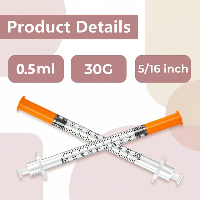 Alt view image 5 of 6 - jeringas 0.5cc/ml 30G 5/16" (8mm), Individually Wrapped, Box of 100
