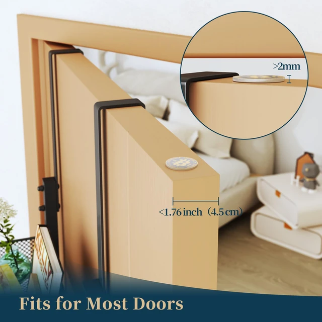 Alt view image 6 of 7 - Over The Door Hooks Organizer - 4 Tier Door Coat Rack with 3 Baskets & 12 Hooks, Stainless Steel Towel Hanger for Bedroom, Bathroom, Living Room, Black