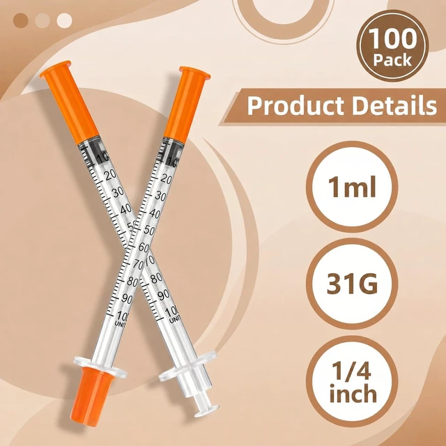 Alt view image 5 of 6 - 1ml 31G 1/4" (6mm) Lab Syrings, Individually Wrapped, Box of 100