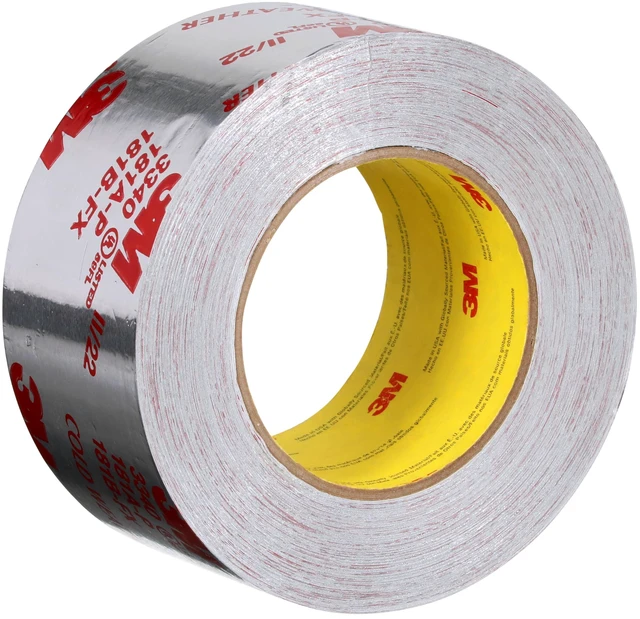 Main image of Aluminum Foil Tape 3340, 2.5" x 50 yd, 4.0 mil, Silver, 1 Roll HVAC, Sealing and Patching Hot and Cold Air Ducts, Fiberglass Duct Board, Insulation, Metal Repair